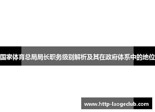 国家体育总局局长职务级别解析及其在政府体系中的地位